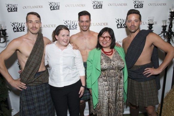 Lindsey and I with the kilted men. Photograph courtesy of Showcase and Sony Pictures Television.